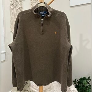 Polo Ralph Lauren Brown Quarter Zip Sweater Men’s Large / Women’s XL 100% Cotton